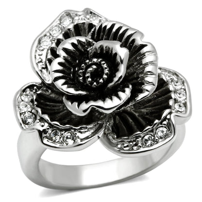 3W198 - Rhodium Brass Ring with Top Grade Crystal  in Clear-0