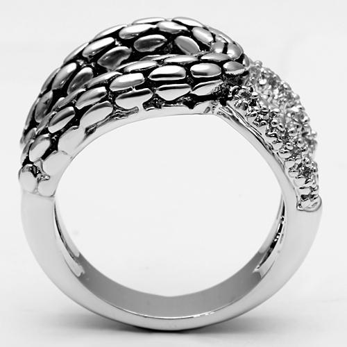 3W202 - Rhodium Brass Ring with AAA Grade CZ  in Clear-2
