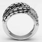 3W202 - Rhodium Brass Ring with AAA Grade CZ  in Clear-2