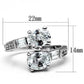 3W203 - Rhodium Brass Ring with AAA Grade CZ  in Clear-1