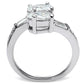 3W203 - Rhodium Brass Ring with AAA Grade CZ  in Clear-2