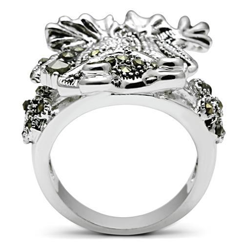 3W205 - Rhodium Brass Ring with Top Grade Crystal  in Clear-2