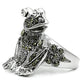 3W205 - Rhodium Brass Ring with Top Grade Crystal  in Clear-3