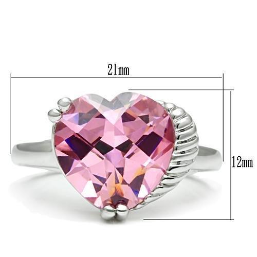 3W206 - Rhodium Brass Ring with AAA Grade CZ  in Rose-1