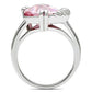 3W206 - Rhodium Brass Ring with AAA Grade CZ  in Rose-2