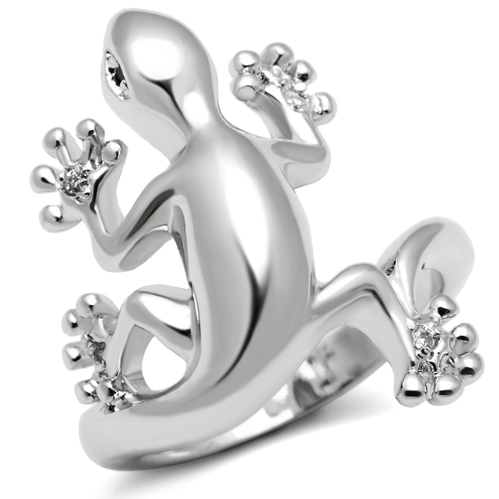 3W207 - Rhodium Brass Ring with AAA Grade CZ  in Black Diamond-0