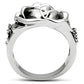 3W210 - Rhodium Brass Ring with AAA Grade CZ  in Clear-2