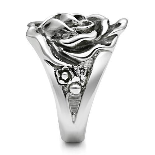 3W210 - Rhodium Brass Ring with AAA Grade CZ  in Clear-3