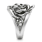 3W210 - Rhodium Brass Ring with AAA Grade CZ  in Clear-3