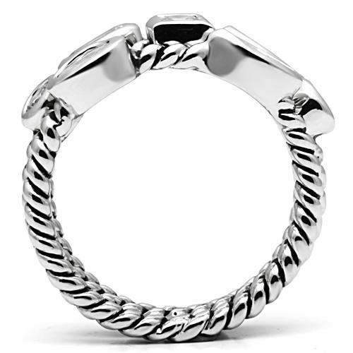 3W212 - Rhodium Brass Ring with AAA Grade CZ  in Clear-2