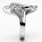 3W213 - Rhodium Brass Ring with AAA Grade CZ  in Clear-3