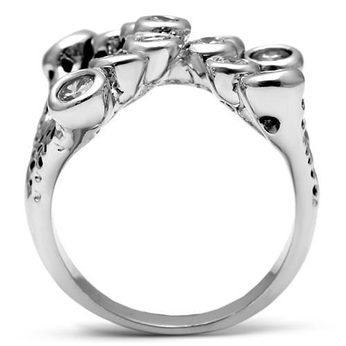 3W218 - Rhodium Brass Ring with AAA Grade CZ  in Clear-2