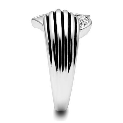 3W219 - Rhodium Brass Ring with Top Grade Crystal  in Clear-3