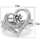 3W220 - Rhodium Brass Ring with AAA Grade CZ  in Clear-1