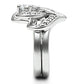 3W220 - Rhodium Brass Ring with AAA Grade CZ  in Clear-4
