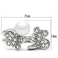 3W223 - Rhodium Brass Ring with Synthetic Pearl in White-1