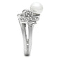 3W223 - Rhodium Brass Ring with Synthetic Pearl in White-3