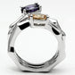 3W224 - Rhodium Brass Ring with AAA Grade CZ  in Multi Color-2