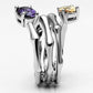 3W224 - Rhodium Brass Ring with AAA Grade CZ  in Multi Color-3