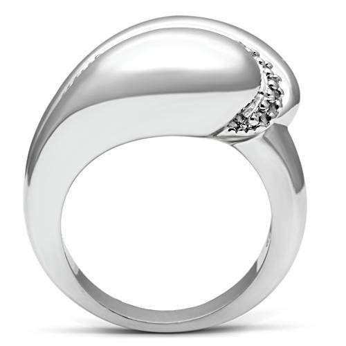 3W227 - Rhodium Brass Ring with AAA Grade CZ  in Clear-2