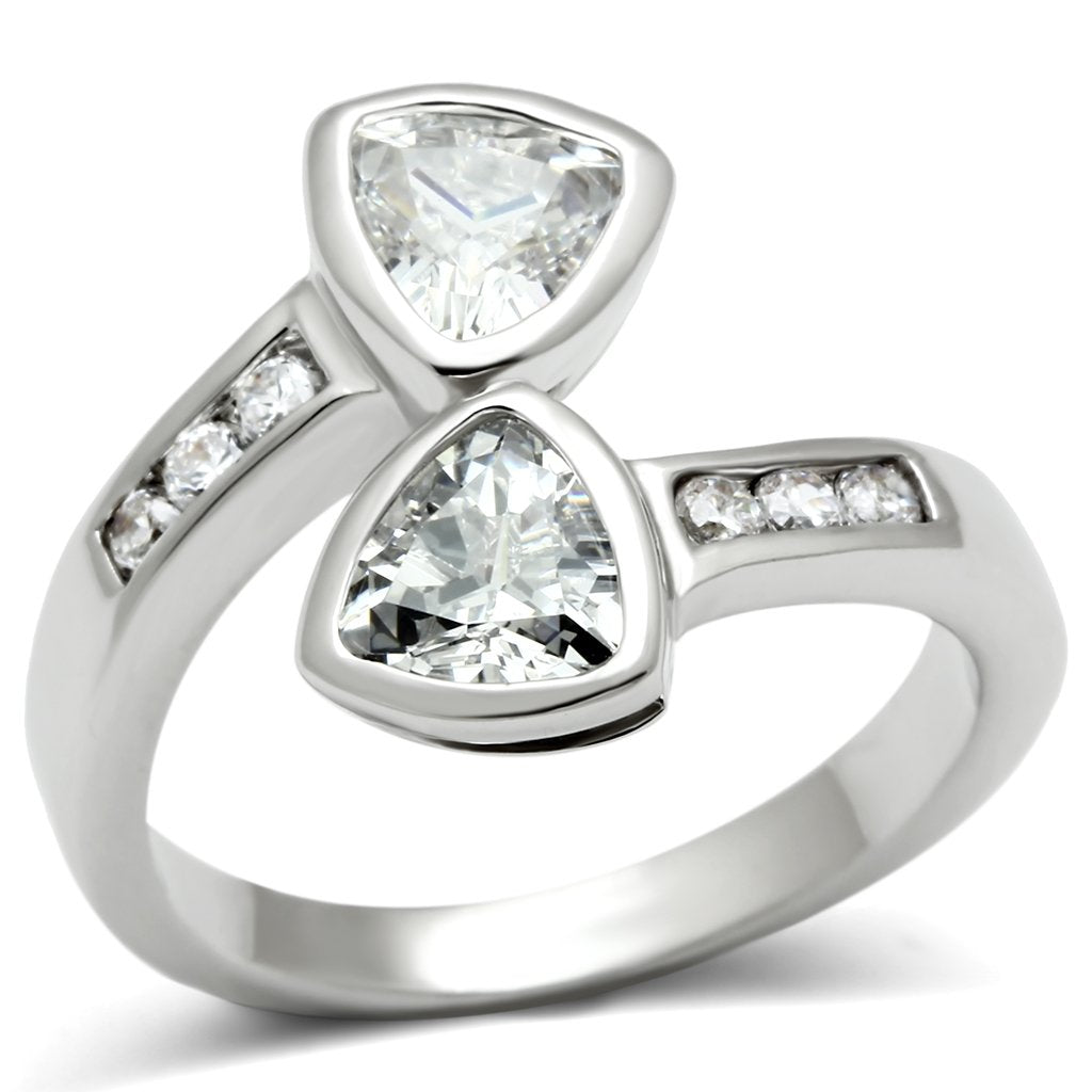 3W228 - Rhodium Brass Ring with AAA Grade CZ  in Clear-0