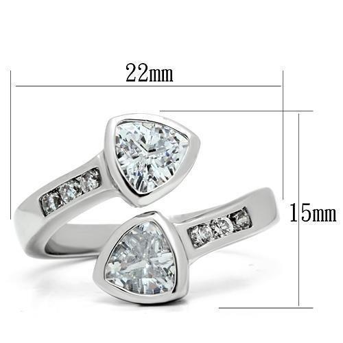 3W228 - Rhodium Brass Ring with AAA Grade CZ  in Clear-1