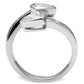 3W228 - Rhodium Brass Ring with AAA Grade CZ  in Clear-2