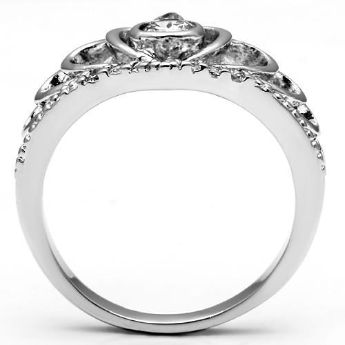 3W229 - Rhodium Brass Ring with AAA Grade CZ  in Clear-2