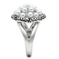 3W232 - Rhodium Brass Ring with Synthetic Pearl in White-3