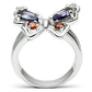 3W233 - Rhodium Brass Ring with AAA Grade CZ  in Multi Color-2