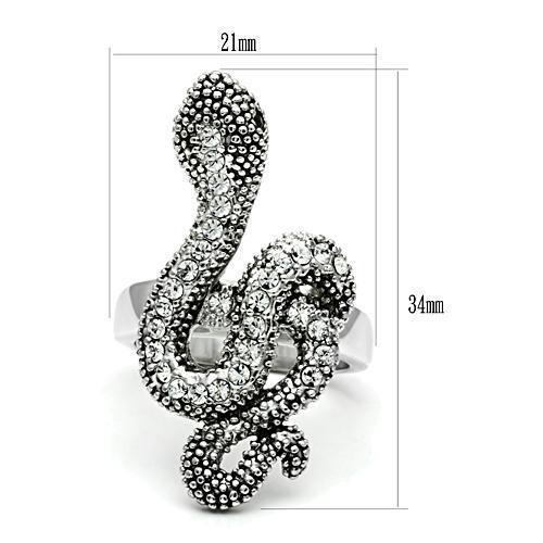 3W236 - Rhodium Brass Ring with Top Grade Crystal  in Jet-1