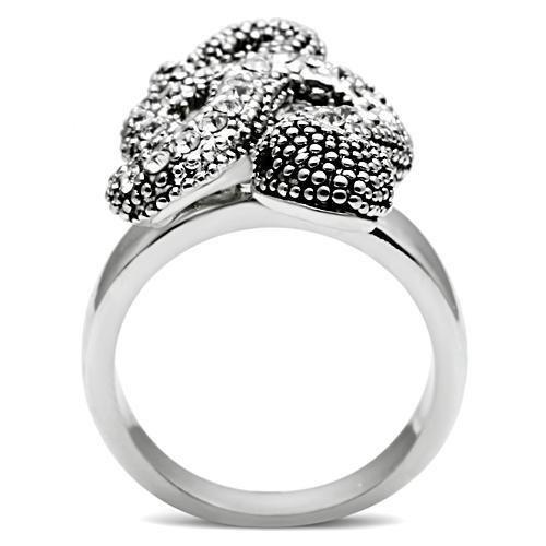 3W236 - Rhodium Brass Ring with Top Grade Crystal  in Jet-2