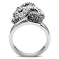 3W236 - Rhodium Brass Ring with Top Grade Crystal  in Jet-2