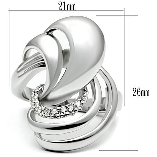 3W237 - Rhodium Brass Ring with AAA Grade CZ  in Clear-1