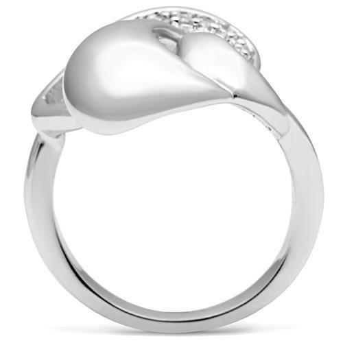 3W237 - Rhodium Brass Ring with AAA Grade CZ  in Clear-2