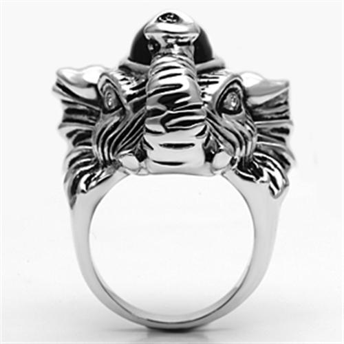 3W241 - Rhodium Brass Ring with Synthetic Onyx in Jet-2