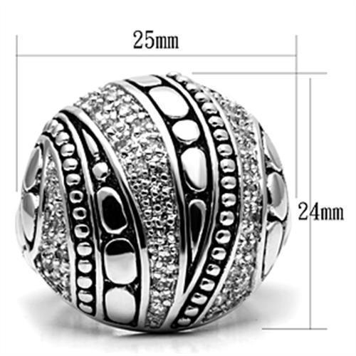 3W244 - Rhodium Brass Ring with AAA Grade CZ  in Clear-1
