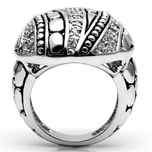 3W244 - Rhodium Brass Ring with AAA Grade CZ  in Clear-2