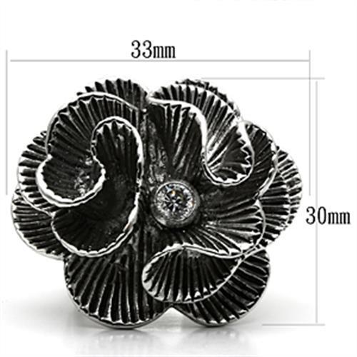 3W245 - Rhodium Brass Ring with AAA Grade CZ  in Clear-1