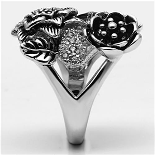 3W250 - Rhodium Brass Ring with AAA Grade CZ  in Fuchsia-3