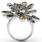 3W251 - Rhodium Brass Ring with AAA Grade CZ  in Multi Color-2