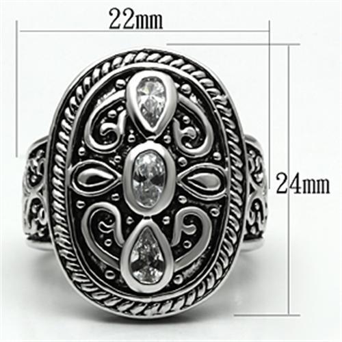 3W252 - Rhodium Brass Ring with AAA Grade CZ  in Clear-1