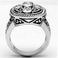 3W252 - Rhodium Brass Ring with AAA Grade CZ  in Clear-2