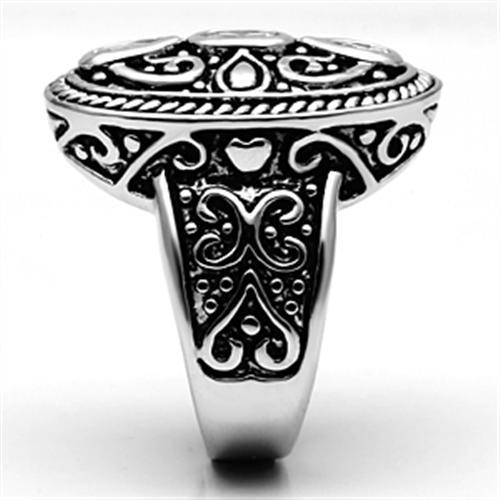 3W252 - Rhodium Brass Ring with AAA Grade CZ  in Clear-3
