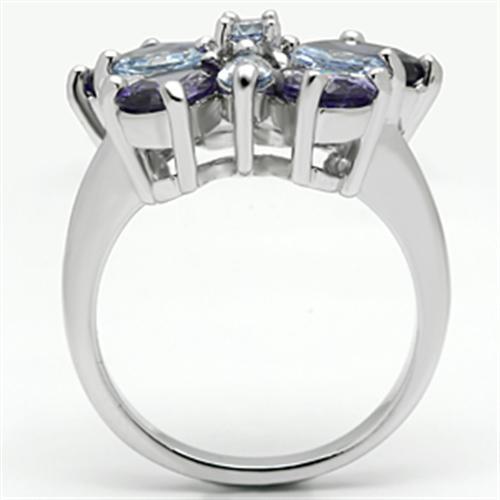 3W254 - Rhodium Brass Ring with AAA Grade CZ  in Multi Color-2