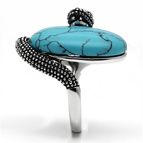 3W255 - Rhodium Brass Ring with Synthetic Turquoise in Sea Blue-3