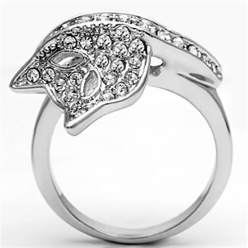 3W260 - Rhodium Brass Ring with Top Grade Crystal  in Clear-2