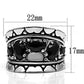 3W262 - Rhodium Brass Ring with AAA Grade CZ  in Black Diamond-1