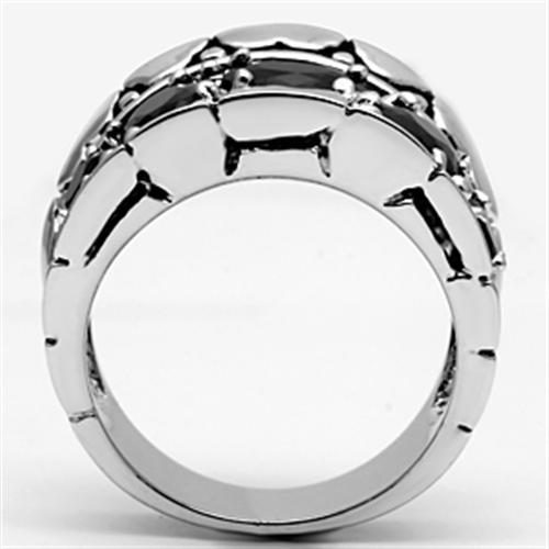 3W262 - Rhodium Brass Ring with AAA Grade CZ  in Black Diamond-2
