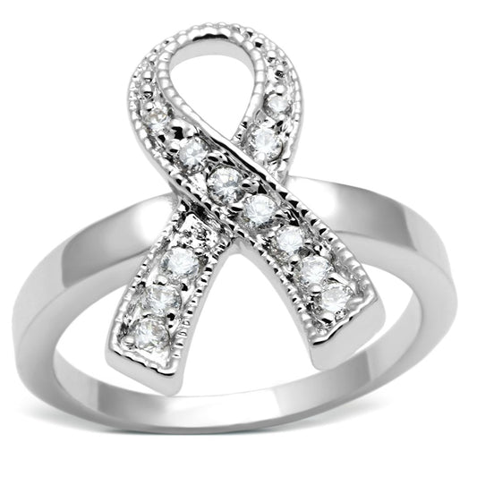 3W263 - Rhodium Brass Ring with AAA Grade CZ  in Clear-0